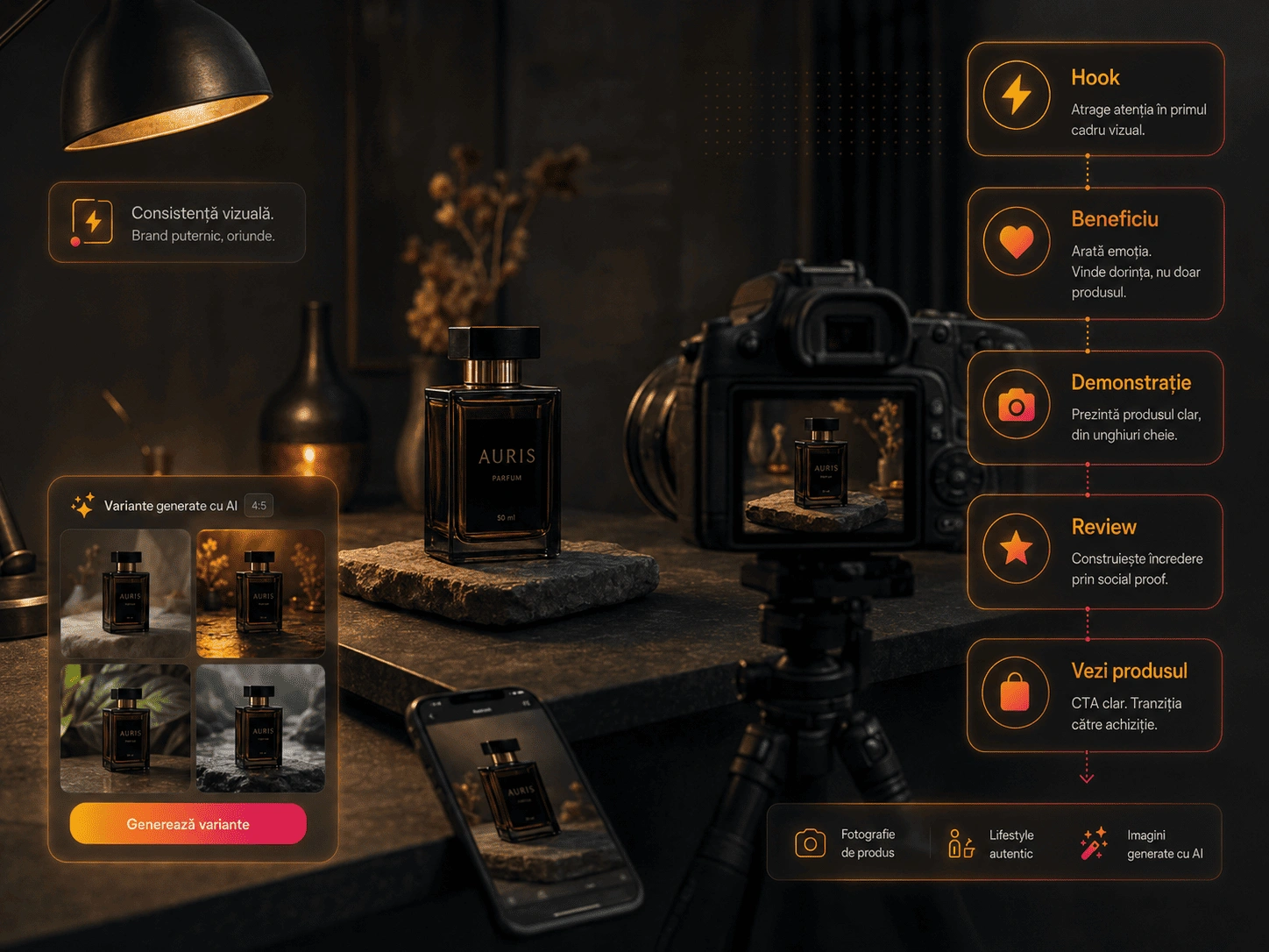 Fotografie de produs, lifestyle și imagini generate cu AI pentru magazinul tău online